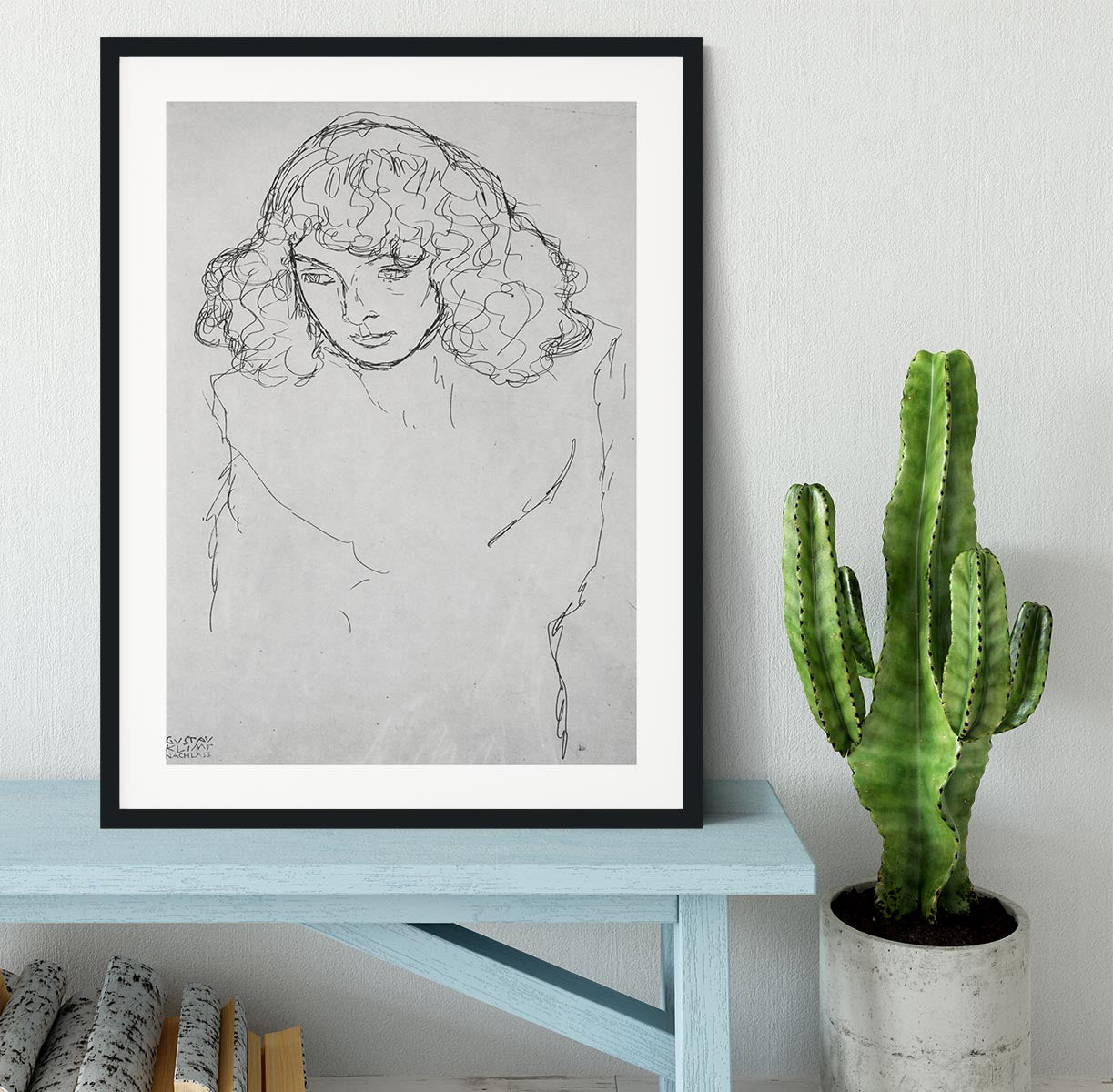 Girls head by Klimt Framed Print - Canvas Art Rocks - 1