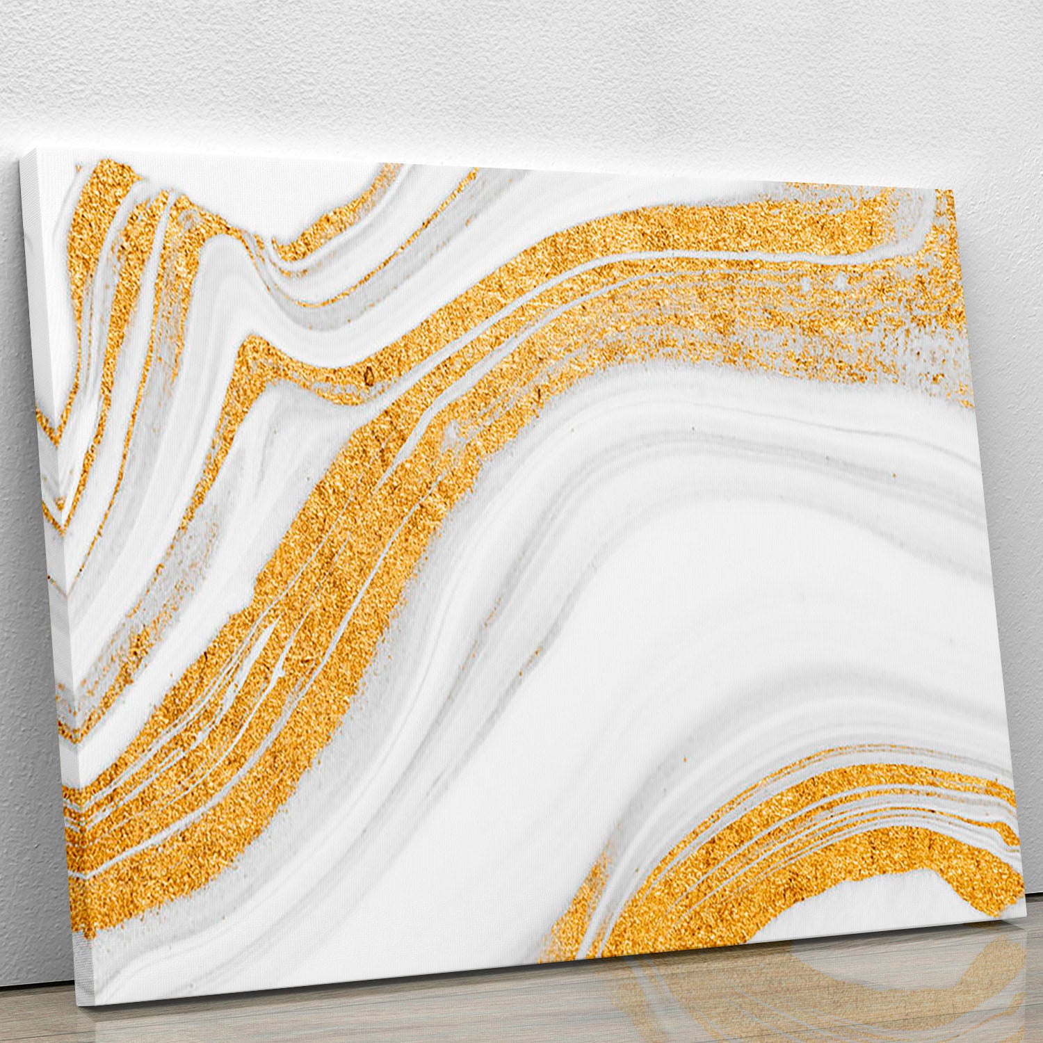 Gold White and Grey Marble Waves Canvas Print or Poster - Canvas Art Rocks - 1