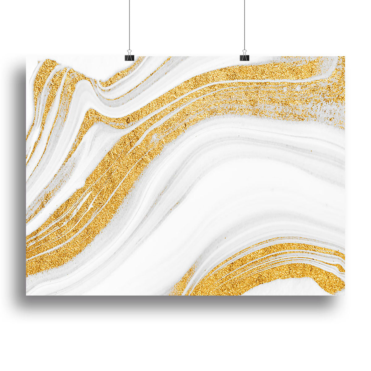 Gold White and Grey Marble Waves Canvas Print or Poster - Canvas Art Rocks - 2