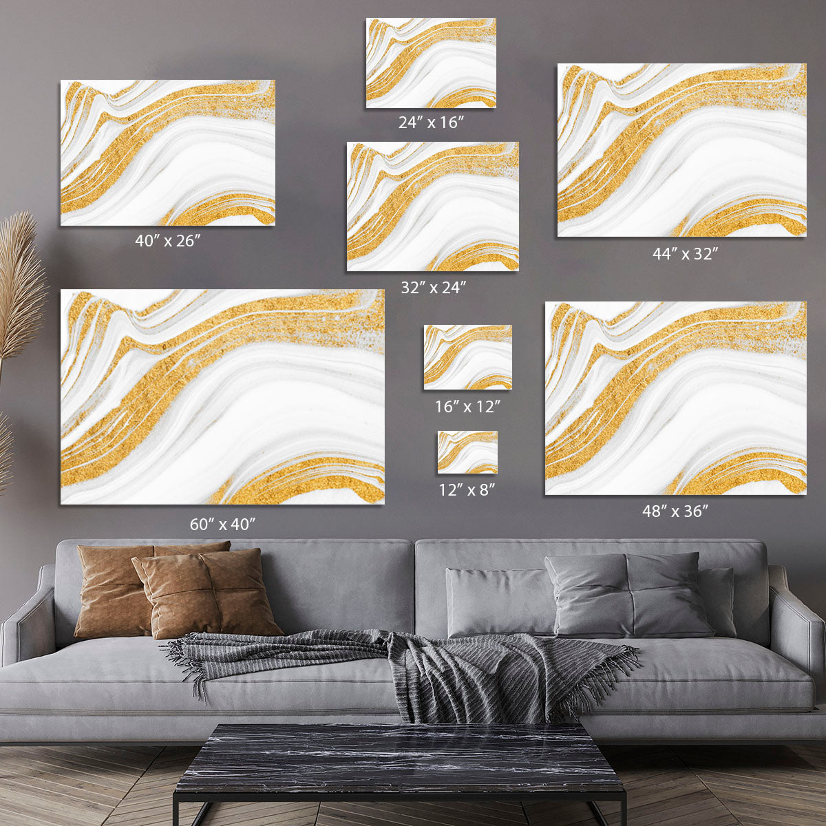 Gold White and Grey Marble Waves Canvas Print or Poster - Canvas Art Rocks - 7