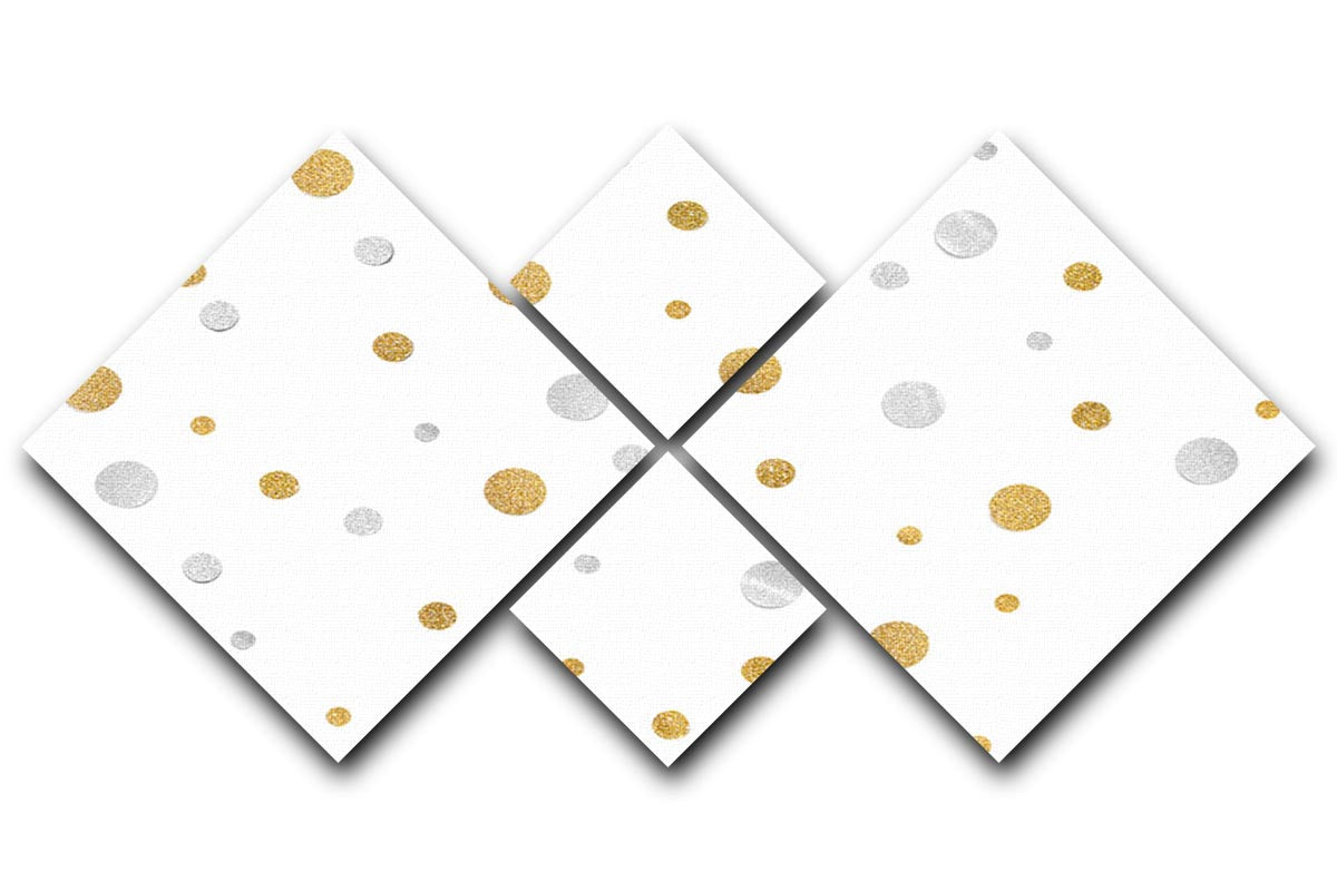 Gold and Silver Glitter Polka Dot 4 Square Multi Panel Canvas - Canvas Art Rocks - 1