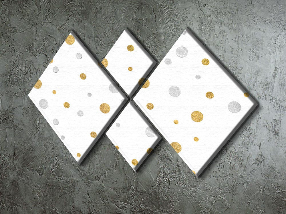 Gold and Silver Glitter Polka Dot 4 Square Multi Panel Canvas - Canvas Art Rocks - 2