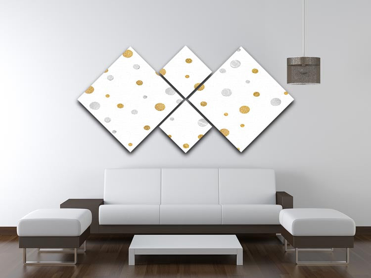 Gold and Silver Glitter Polka Dot 4 Square Multi Panel Canvas - Canvas Art Rocks - 3