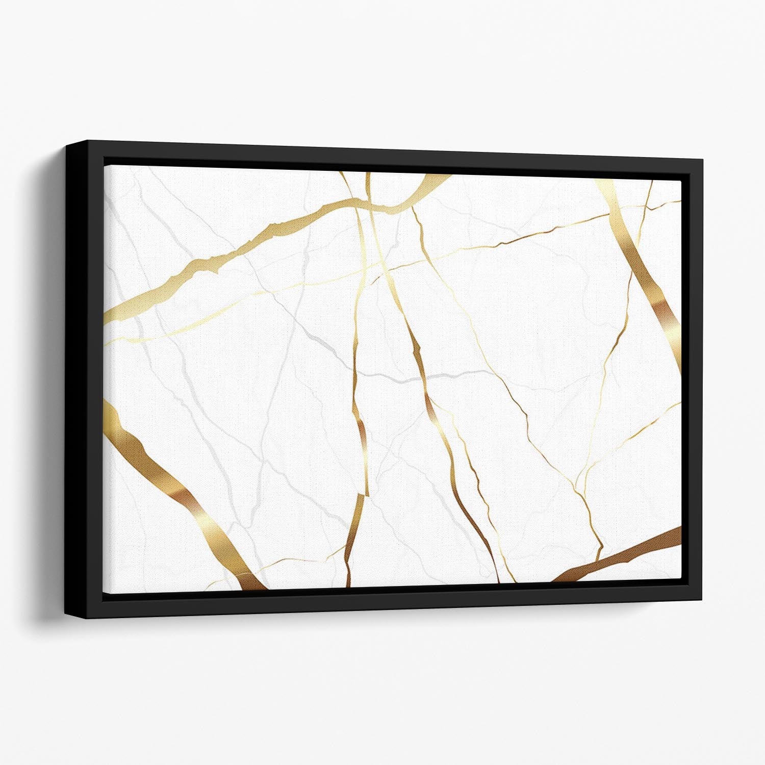 Gold and White Veined Marble Floating Framed Canvas - Canvas Art Rocks - 1