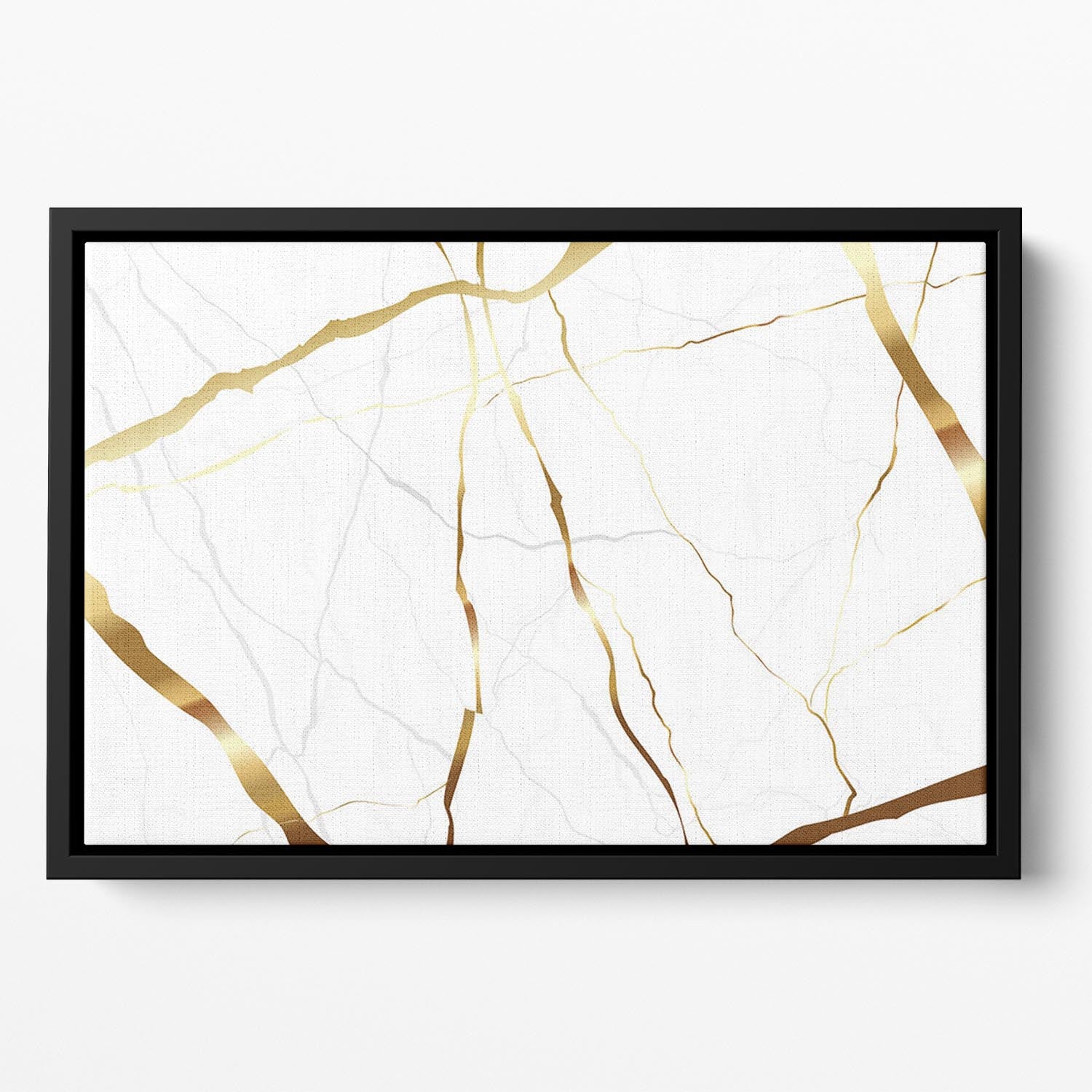 Gold and White Veined Marble Floating Framed Canvas - Canvas Art Rocks - 2