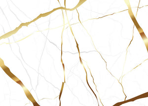 Gold and White Veined Marble Wall Mural Wallpaper - Canvas Art Rocks - 1