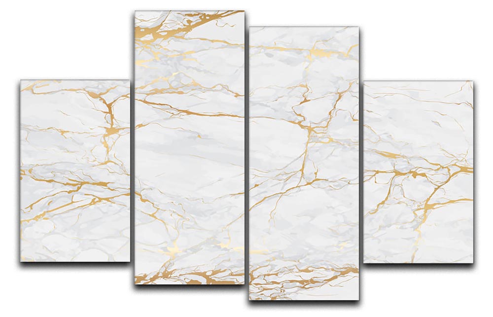 Golden Marble 4 Split Panel Canvas - Canvas Art Rocks - 1