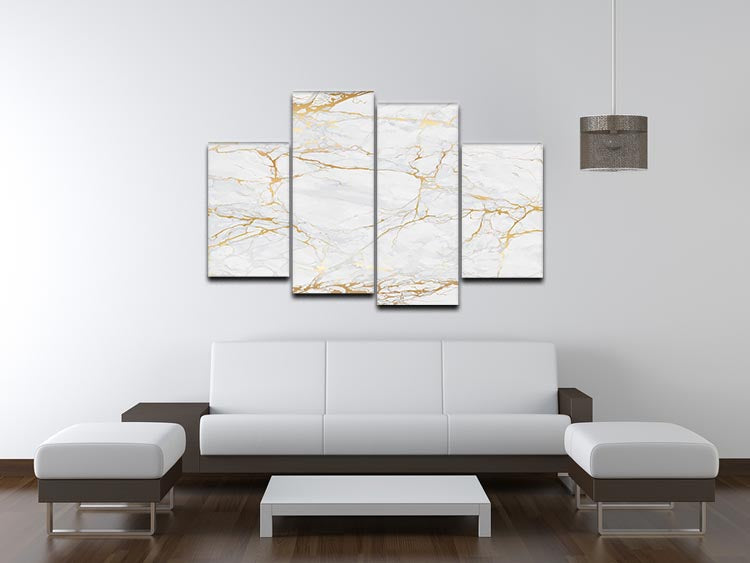 Golden Marble 4 Split Panel Canvas - Canvas Art Rocks - 3