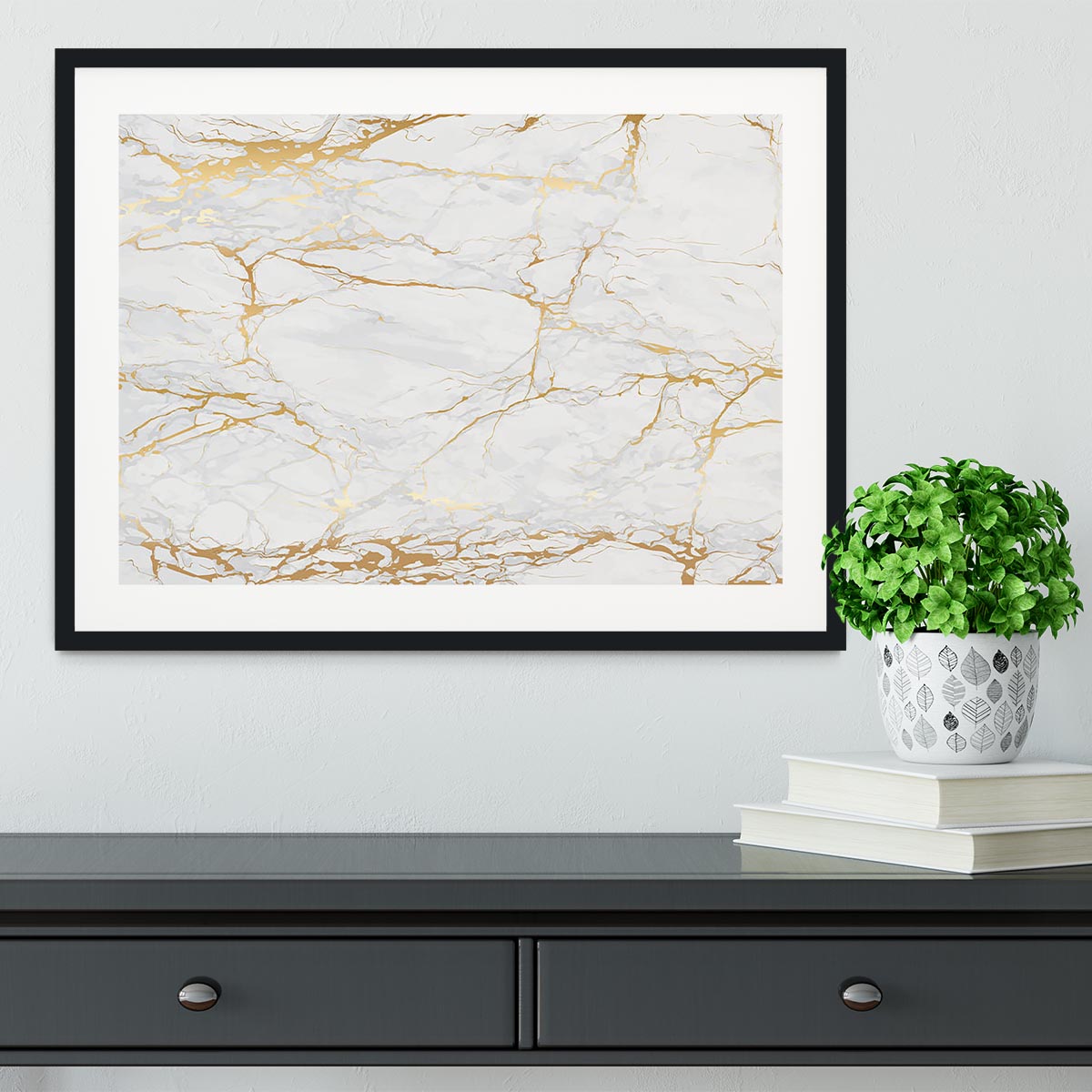 Golden Marble Framed Print - Canvas Art Rocks - 1