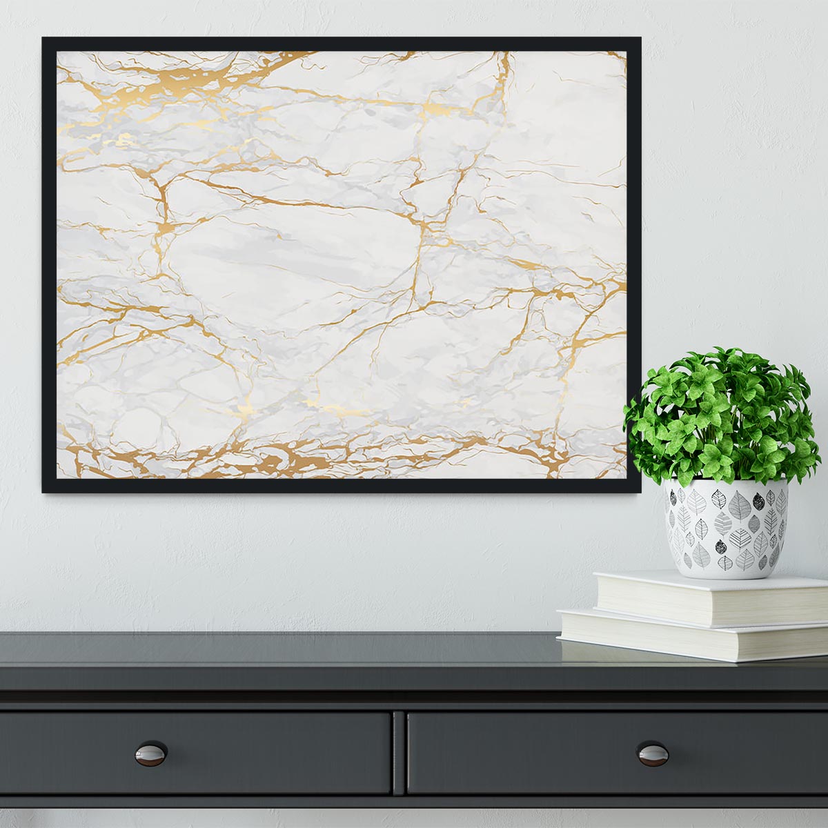 Golden Marble Framed Print - Canvas Art Rocks - 2