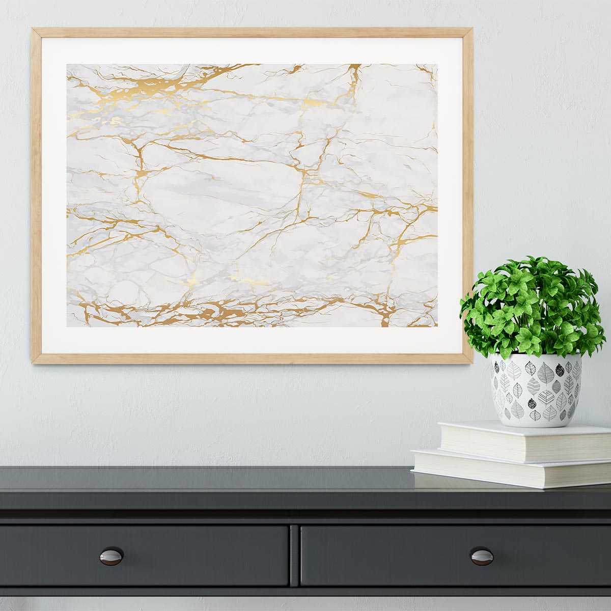 Golden Marble Framed Print - Canvas Art Rocks - 3