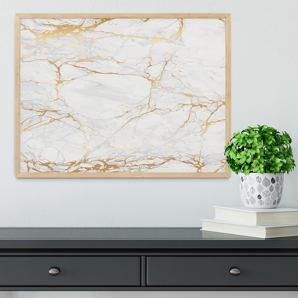 Golden Marble Framed Print - Canvas Art Rocks - 4