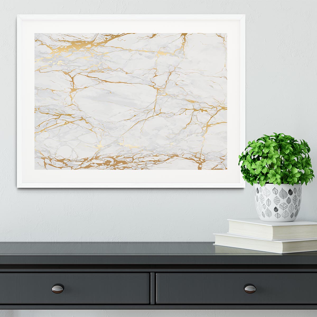 Golden Marble Framed Print - Canvas Art Rocks - 5