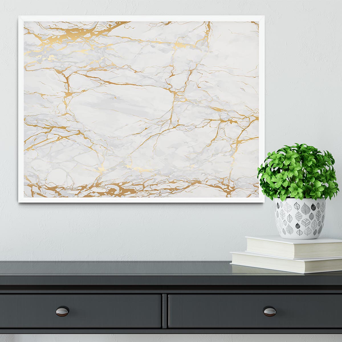 Golden Marble Framed Print - Canvas Art Rocks -6