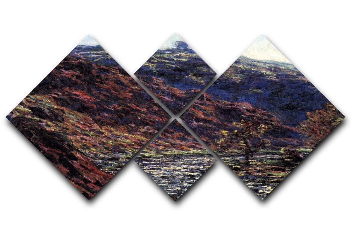 Gorge of the Petite Creuse by Monet 4 Square Multi Panel Canvas  - Canvas Art Rocks - 1