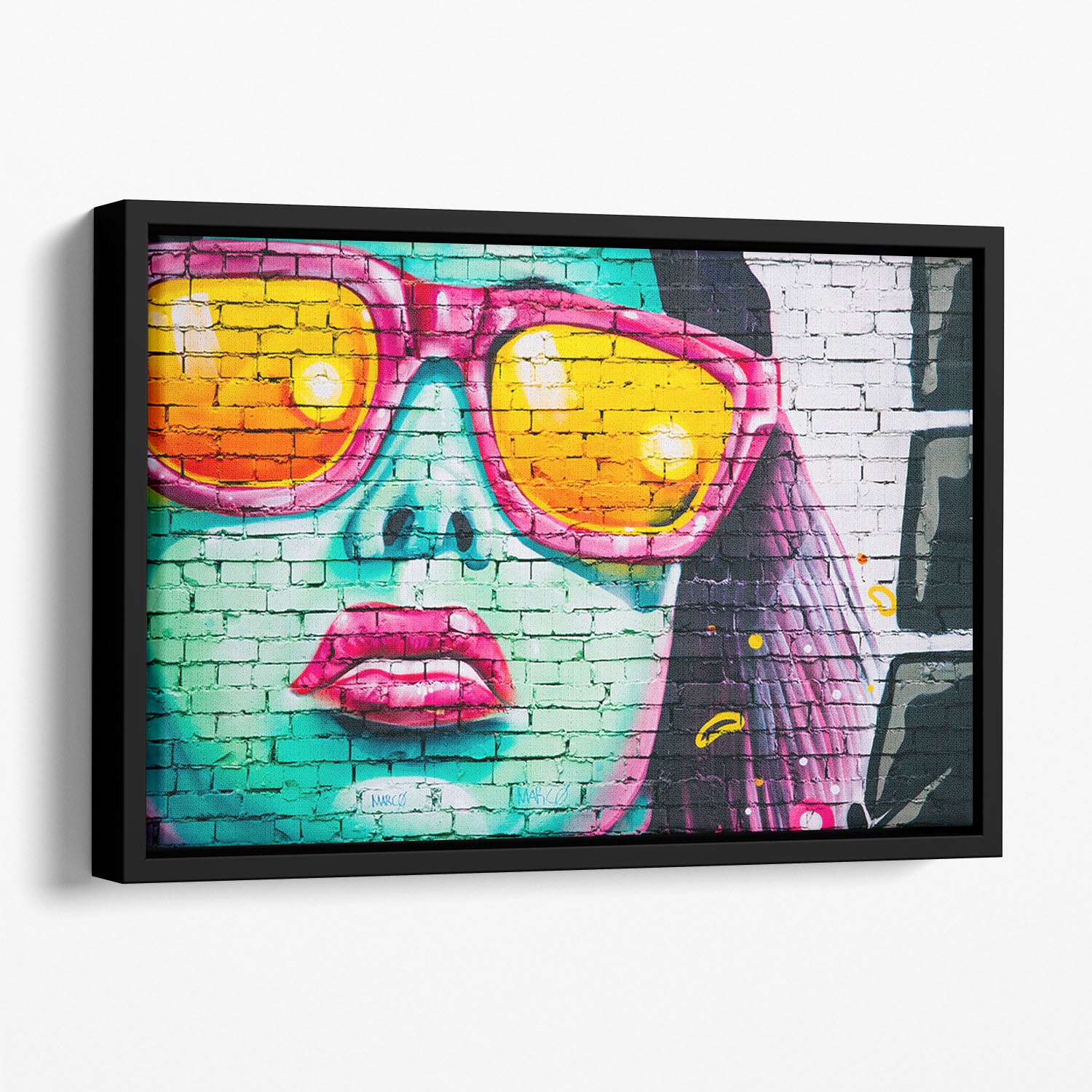 Graffiti Glasses Floating Framed Canvas
