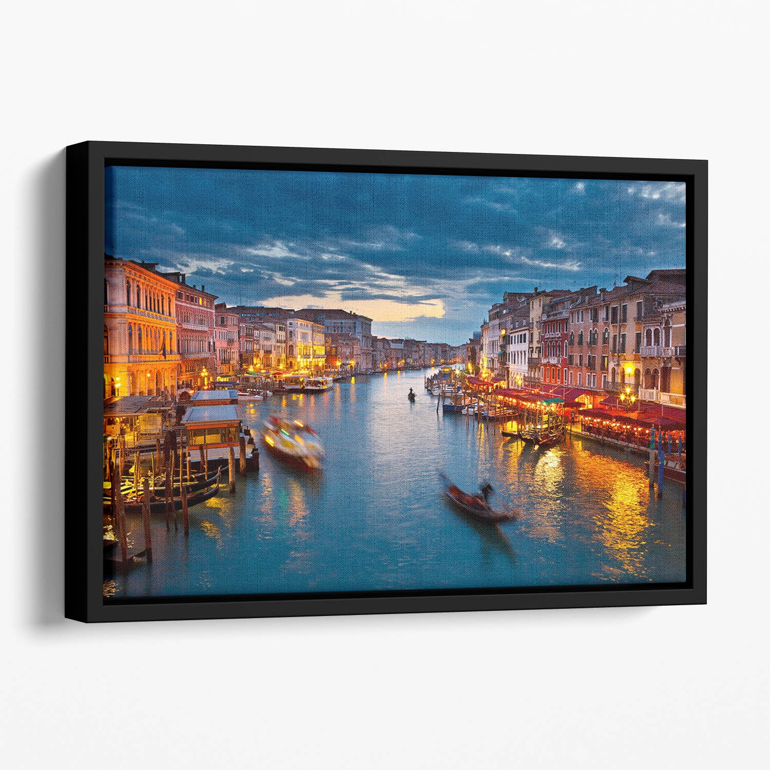 Grand Canal at night Venice Floating Framed Canvas
