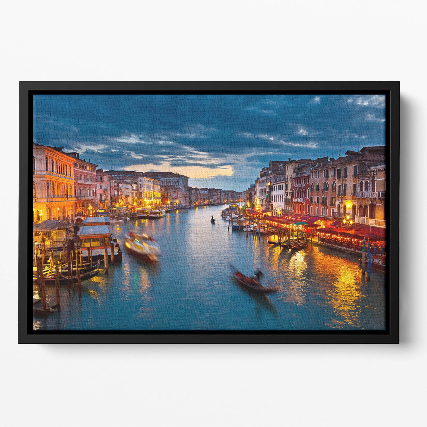 Grand Canal at night Venice Floating Framed Canvas