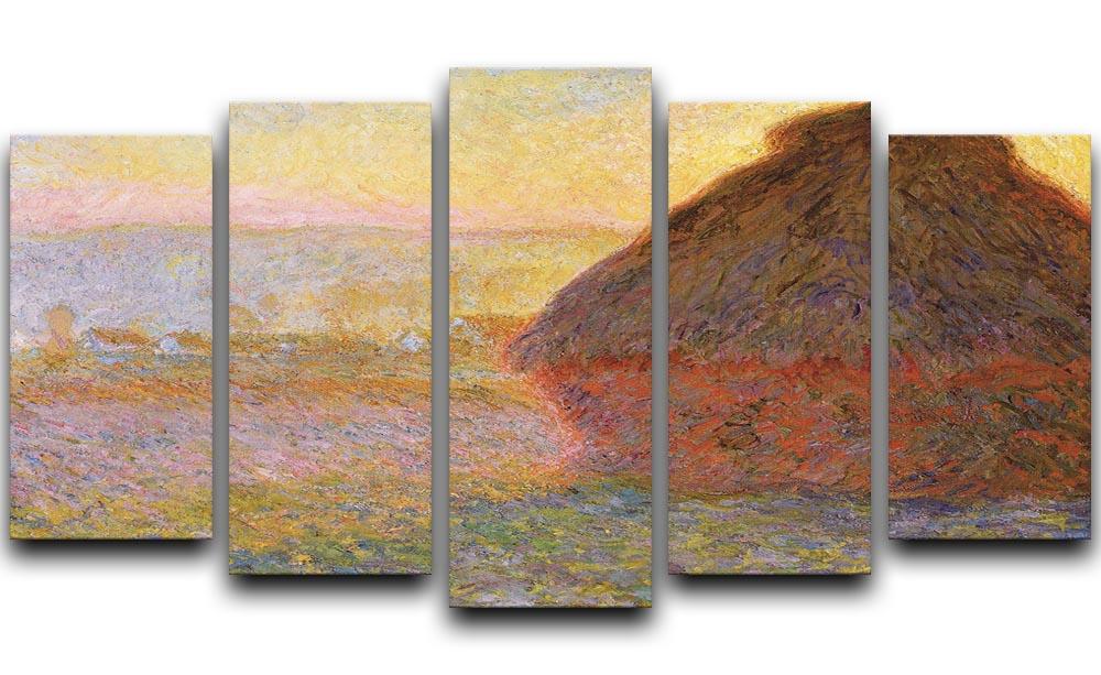 Graystacks by Monet 5 Split Panel Canvas  - Canvas Art Rocks - 1