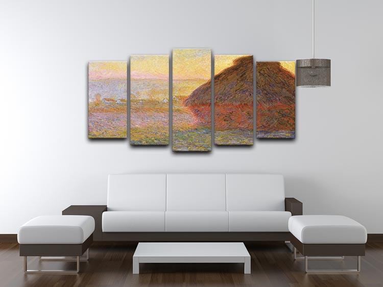Graystacks by Monet 5 Split Panel Canvas - Canvas Art Rocks - 3