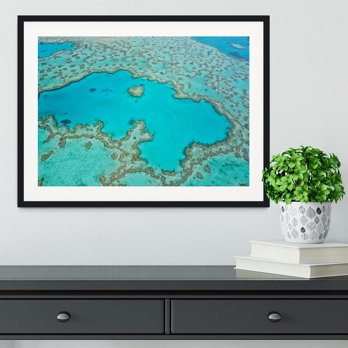 Great Barrier Reef Aerial View Framed Print - Canvas Art Rocks - 1