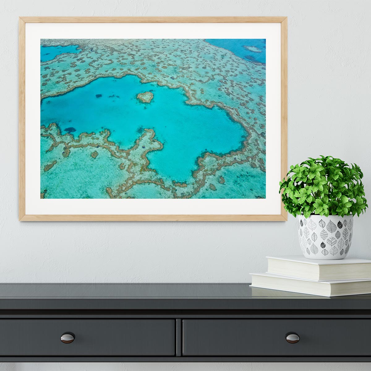 Great Barrier Reef Aerial View Framed Print - Canvas Art Rocks - 3