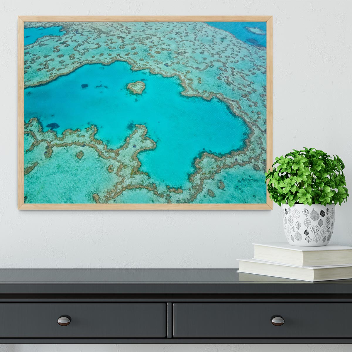 Great Barrier Reef Aerial View Framed Print - Canvas Art Rocks - 4