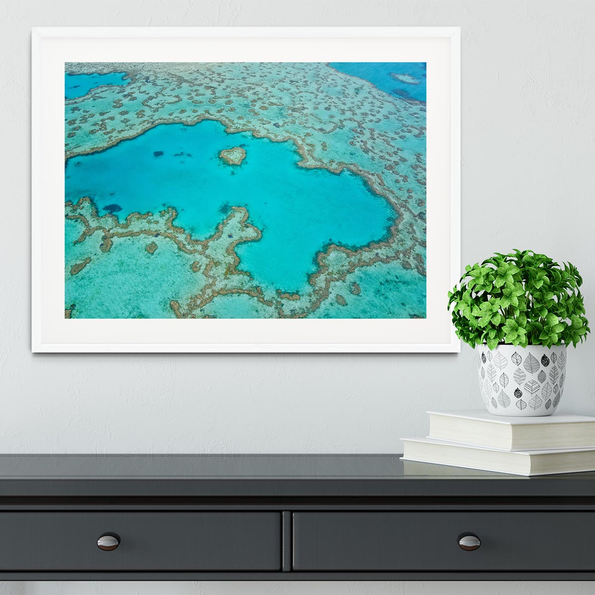 Great Barrier Reef Aerial View Framed Print - Canvas Art Rocks - 5