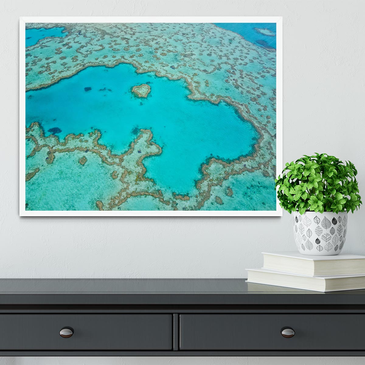 Great Barrier Reef Aerial View Framed Print - Canvas Art Rocks -6