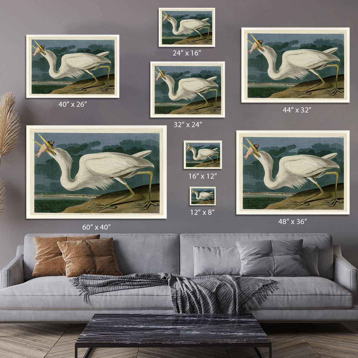 Great White Heron by Audubon Canvas Print or Poster - Canvas Art Rocks - 7