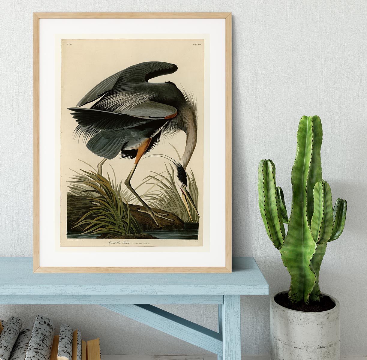 Great blue Heron by Audubon Framed Print - Canvas Art Rocks - 3