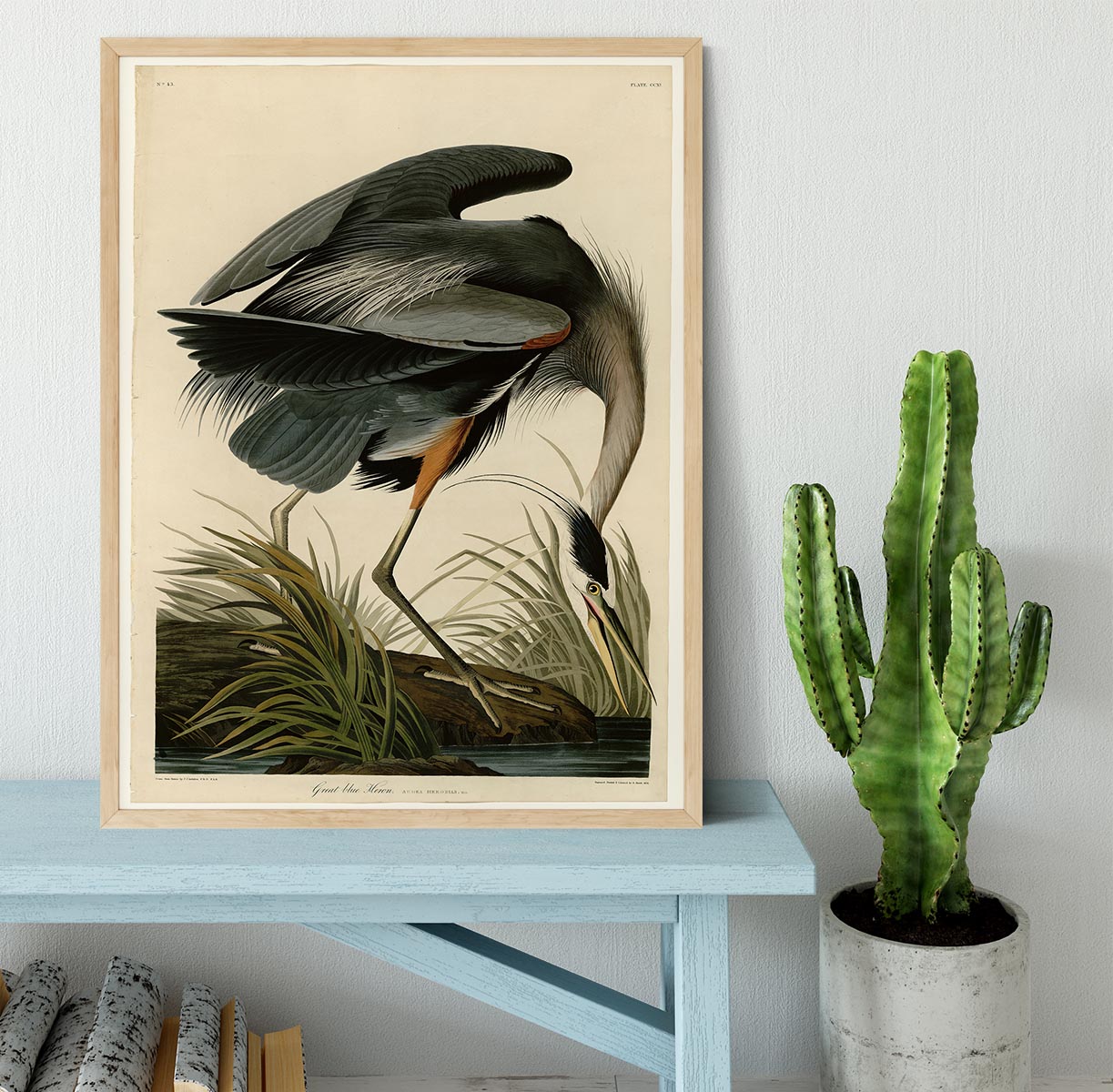 Great blue Heron by Audubon Framed Print - Canvas Art Rocks - 4