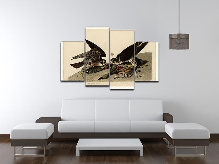 Great footed Hawk by Audubon 4 Split Panel Canvas - Canvas Art Rocks - 3