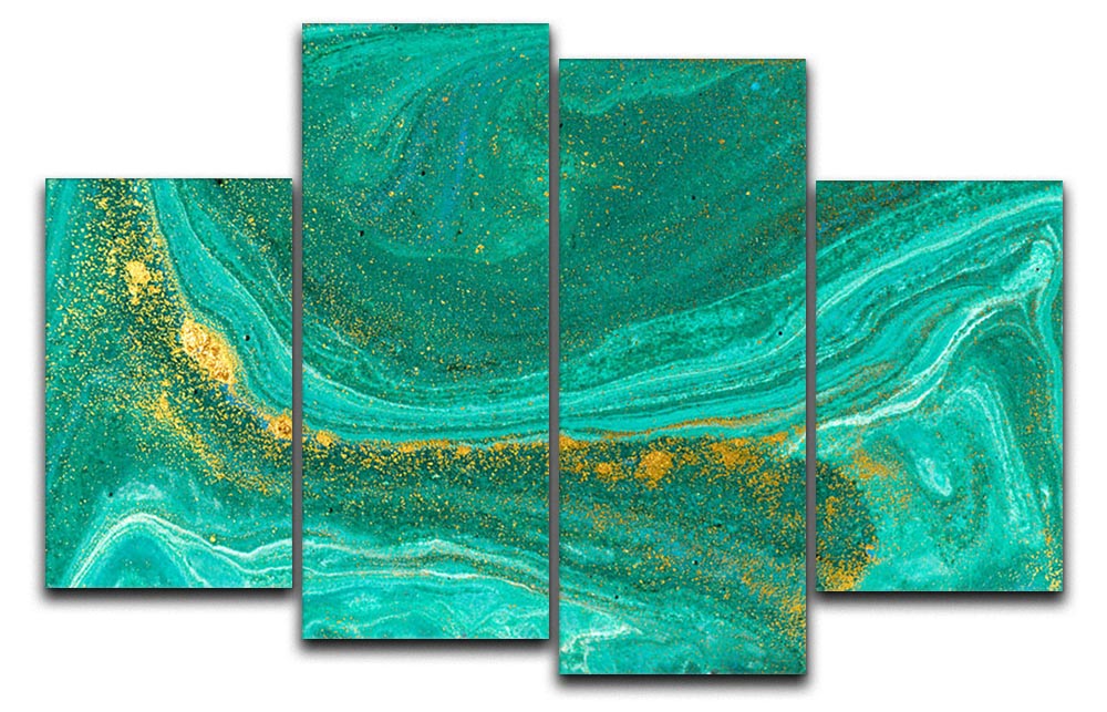 Green Swirled Marble 4 Split Panel Canvas - Canvas Art Rocks - 1