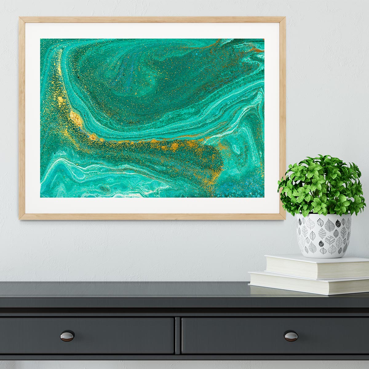 Green Swirled Marble Framed Print - Canvas Art Rocks - 3