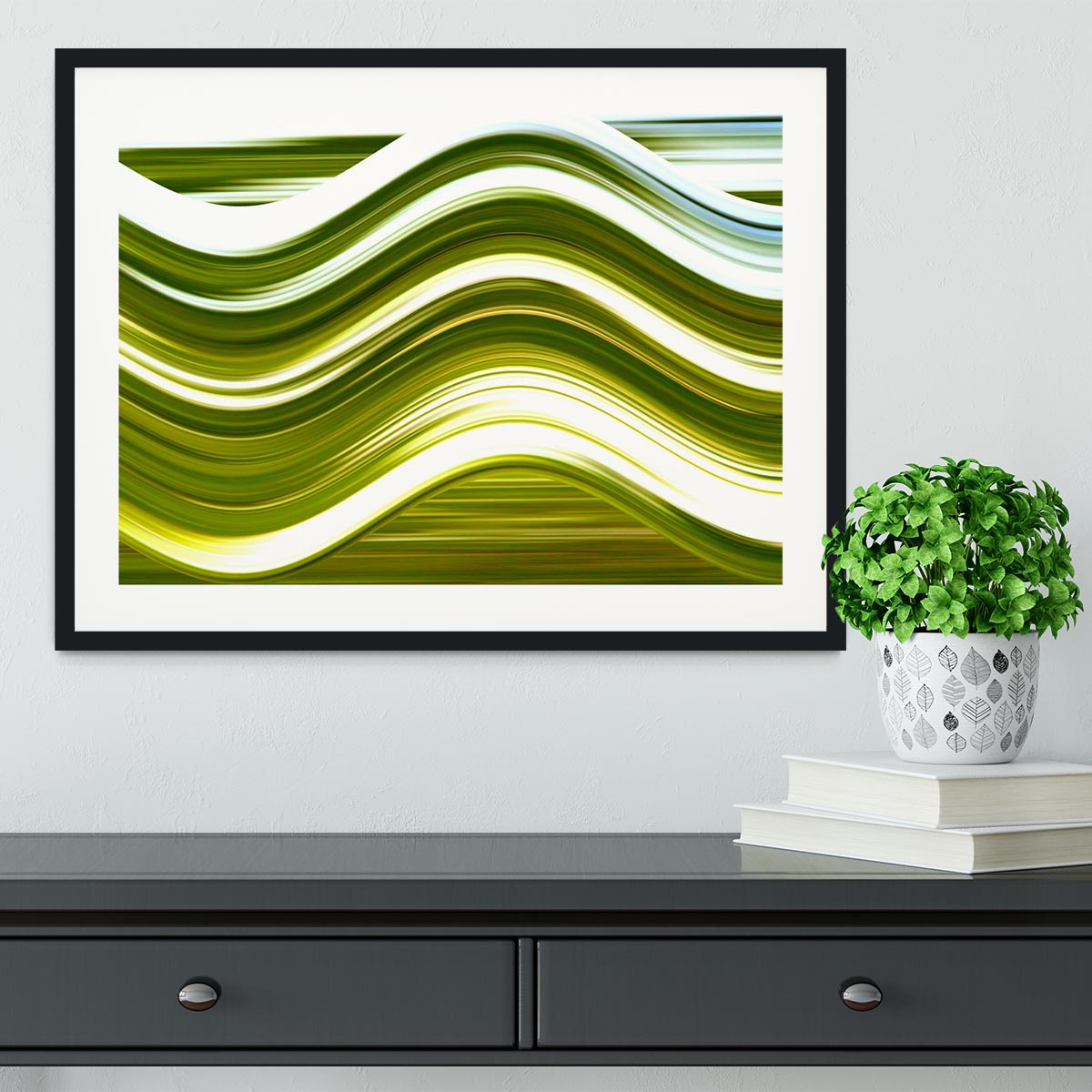 Green Wave Framed Print - Canvas Art Rocks - 1