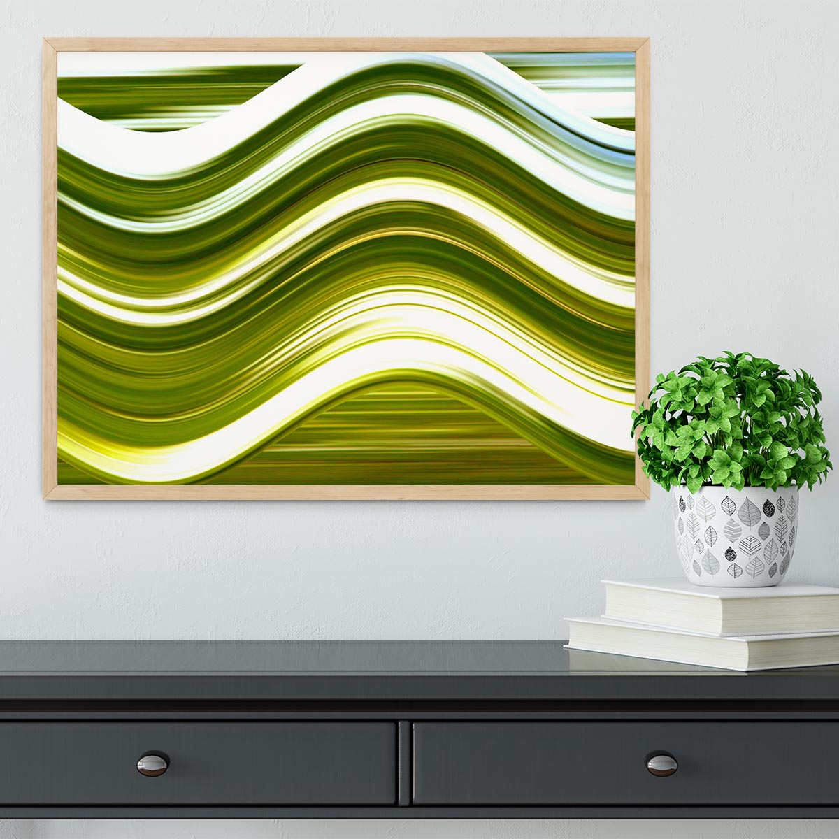 Green Wave Framed Print - Canvas Art Rocks - 4