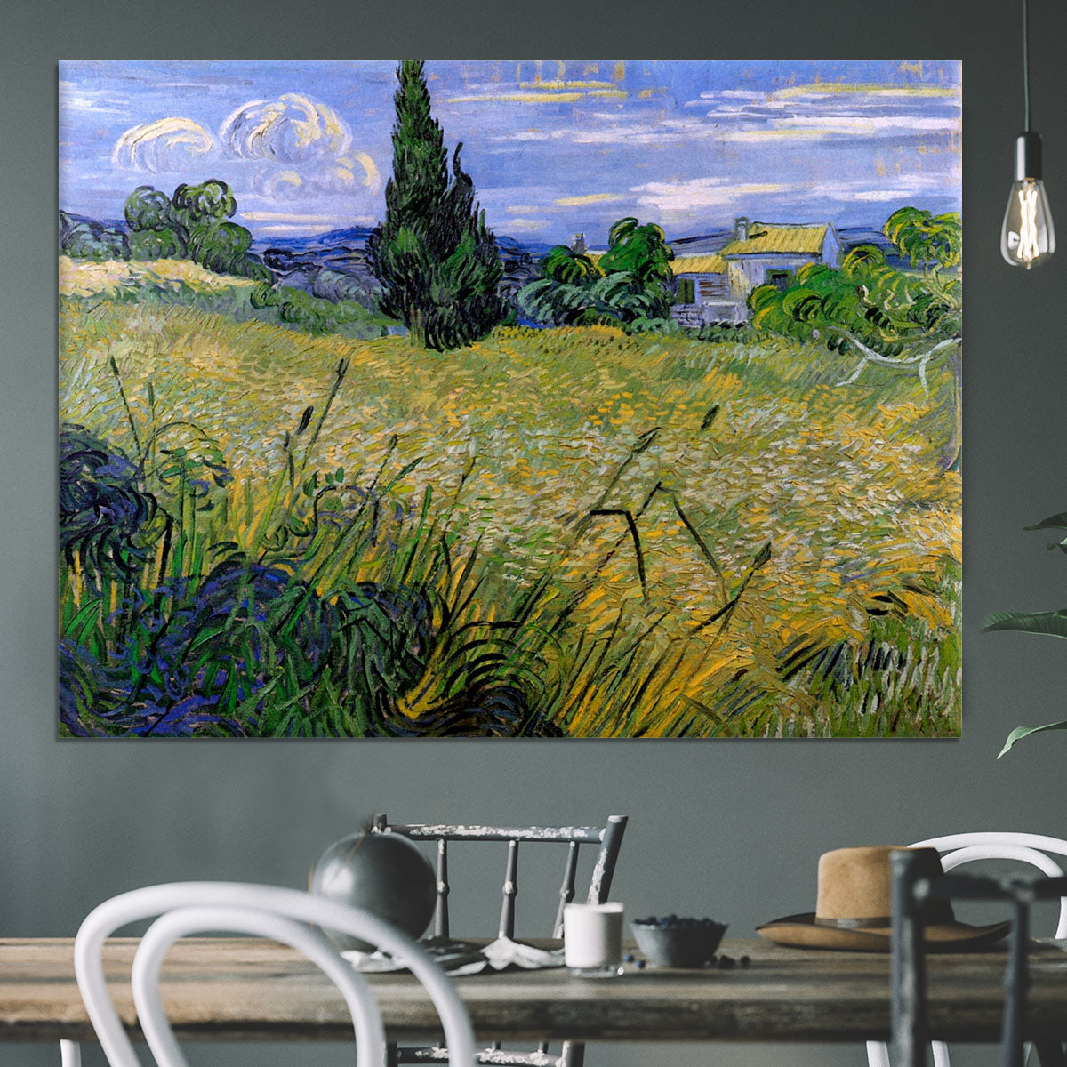 Green Wheat Field with Cypress by Van Gogh Canvas Print or Poster - Canvas Art Rocks - 3