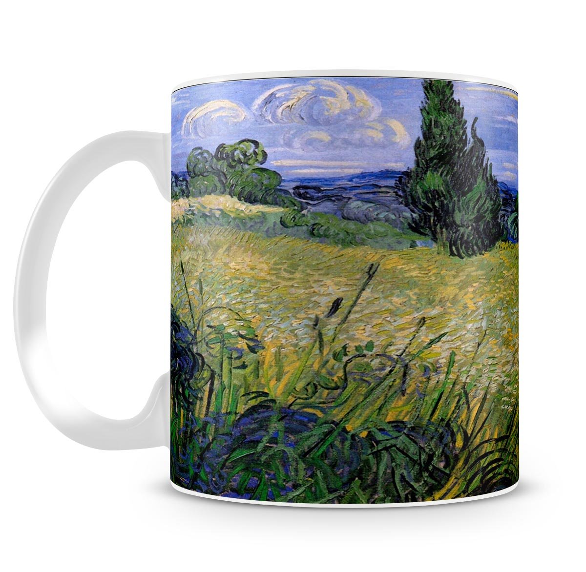 Green Wheat Field with Cypress by Van Gogh Mug - Canvas Art Rocks - 4
