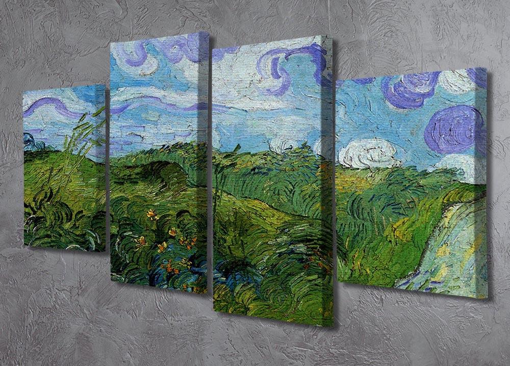 Green Wheat Fields by Van Gogh 4 Split Panel Canvas - Canvas Art Rocks - 2