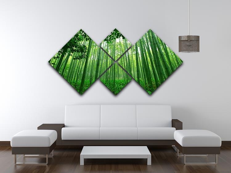 Green bamboo forest 4 Square Multi Panel Canvas  - Canvas Art Rocks - 3