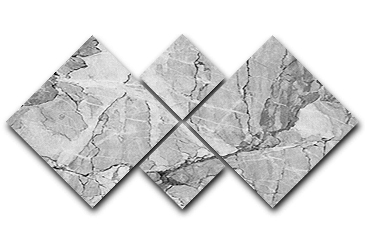 Grey Abstract Textured Marble 4 Square Multi Panel Canvas - Canvas Art Rocks - 1