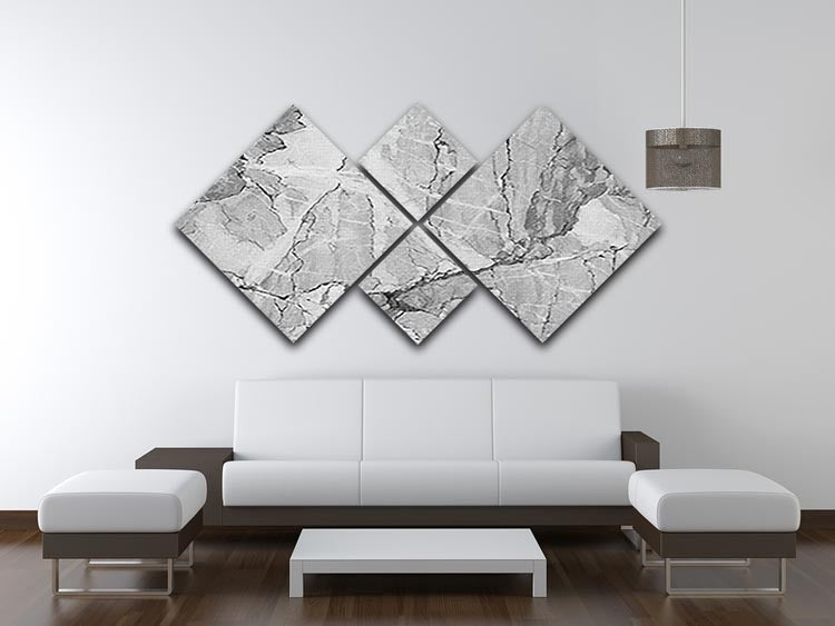 Grey Abstract Textured Marble 4 Square Multi Panel Canvas - Canvas Art Rocks - 3