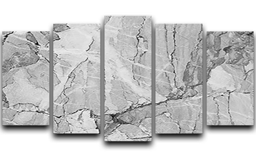 Grey Abstract Textured Marble 5 Split Panel Canvas - Canvas Art Rocks - 1