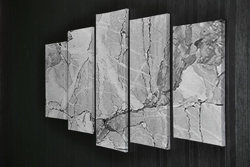 Grey Abstract Textured Marble 5 Split Panel Canvas - Canvas Art Rocks - 2