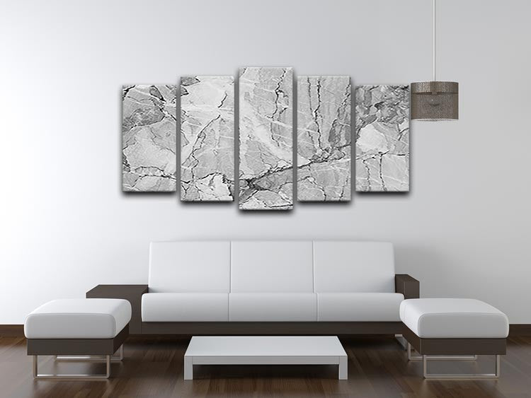 Grey Abstract Textured Marble 5 Split Panel Canvas - Canvas Art Rocks - 3