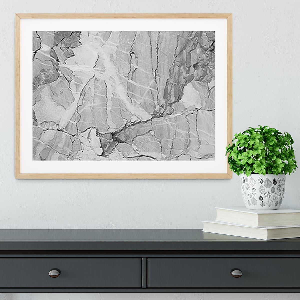 Grey Abstract Textured Marble Framed Print - Canvas Art Rocks - 3