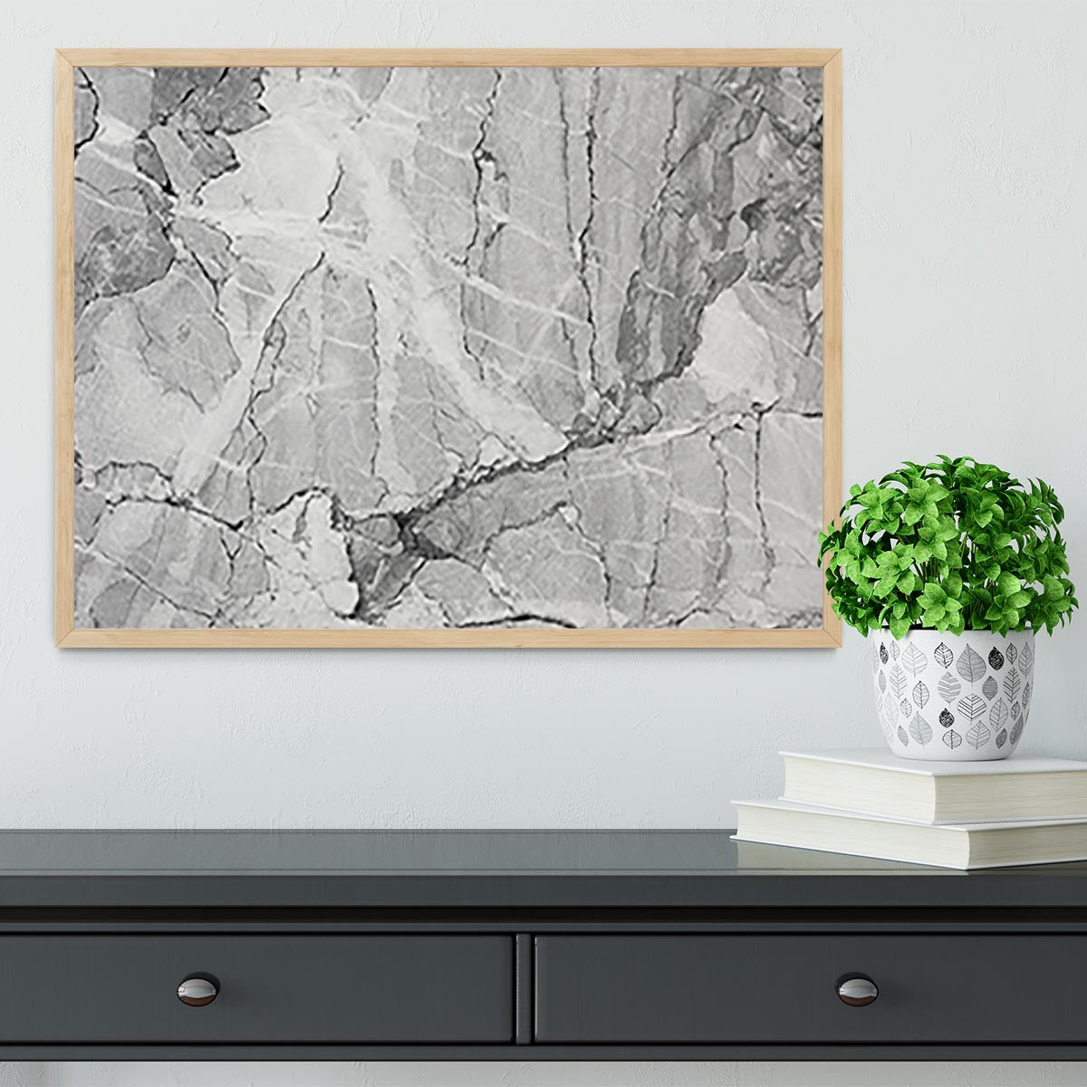 Grey Abstract Textured Marble Framed Print - Canvas Art Rocks - 4