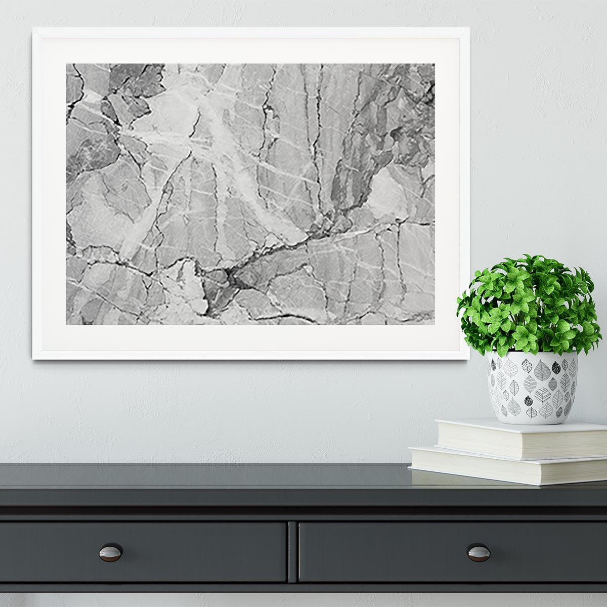 Grey Abstract Textured Marble Framed Print - Canvas Art Rocks - 5