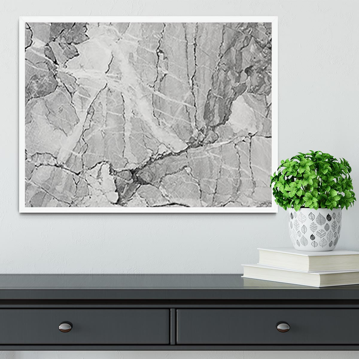 Grey Abstract Textured Marble Framed Print - Canvas Art Rocks -6